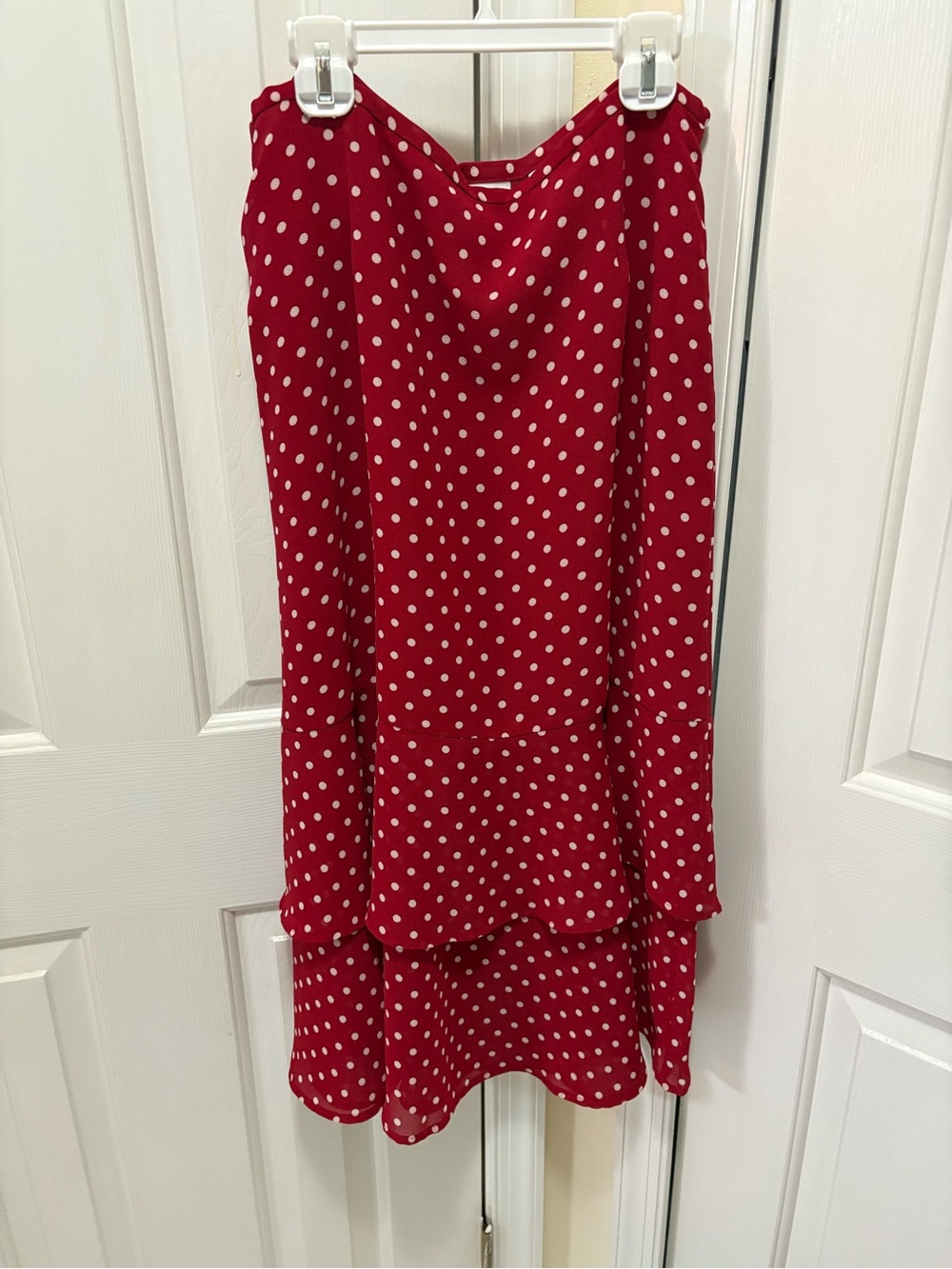Emma James Red Polka Dot Slip Dress with Ruffle Hem